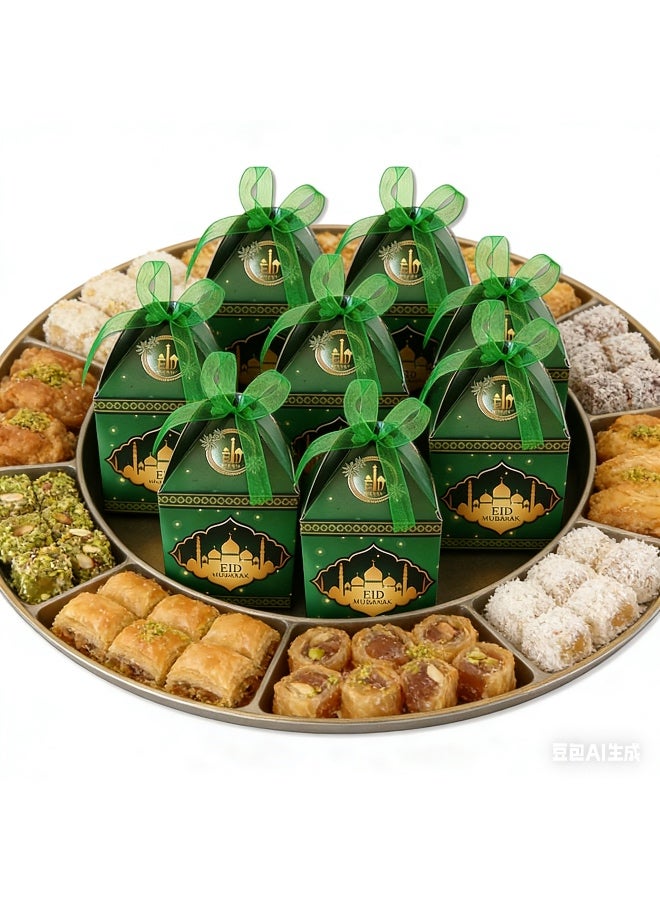 10 PCS Eid Mubarak Candy Box,Eid Mubarak Treat Gifts Boxes,Eid Mubarak Paper Gift Bag,Muslim Ramadan Favor Boxes,White Gold Snack Sugar Chocolate Goody Treat Bag,Muslim Islamic Party Supplies - Image 3